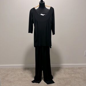 Attitudes by Renee Wide Leg Knit Jumpsuit in black